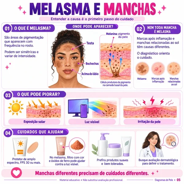 Melasma e Manchas: Causas e Cuidados